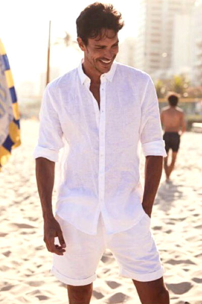 camisa branca masculina praia